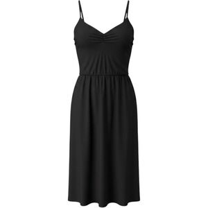 Yathon Black Ruched Bust Spaghetti Strap Midi Dress with Pockets Womens Size M